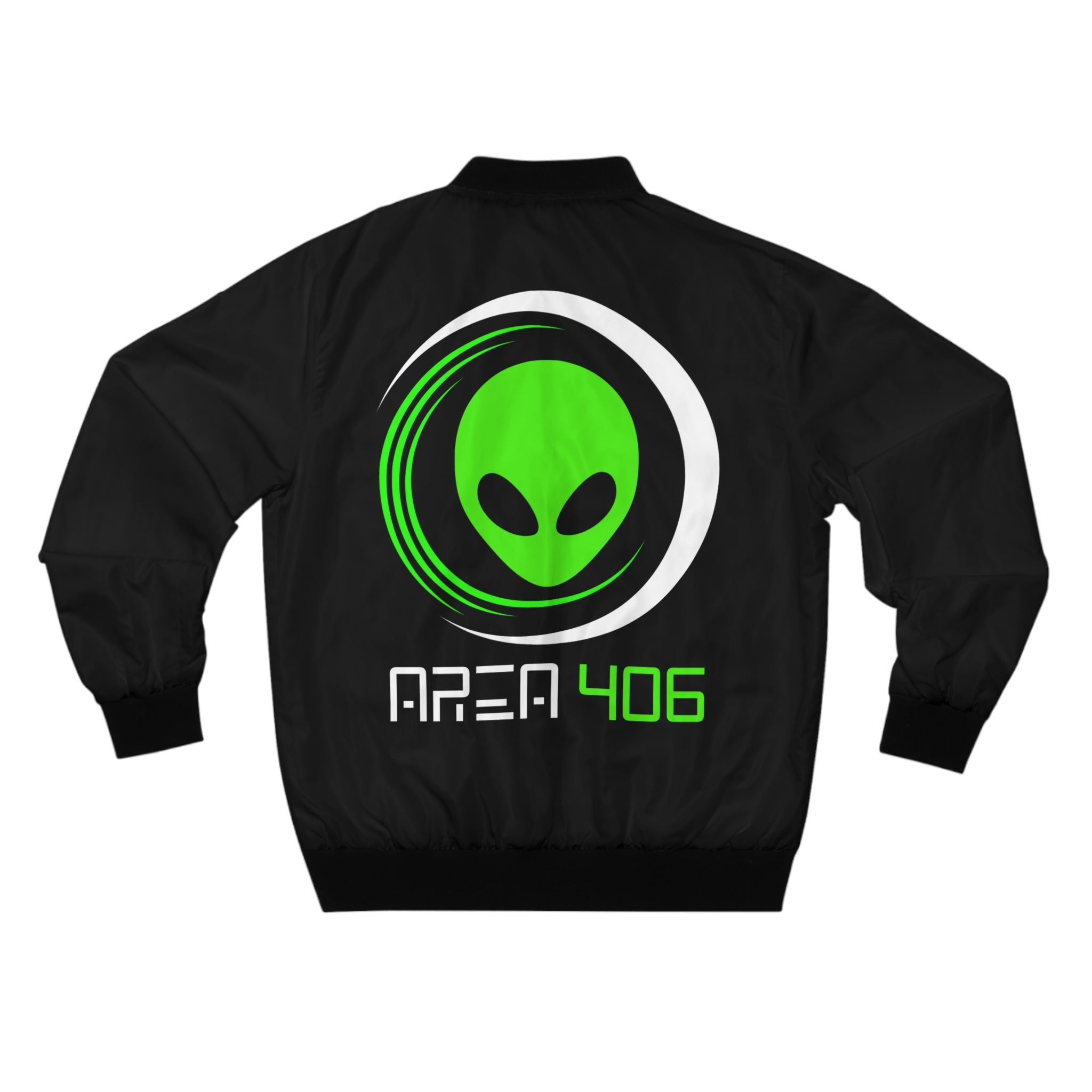Bomber Jacket - Area 406 Black & Green Logo (Black Jacket)