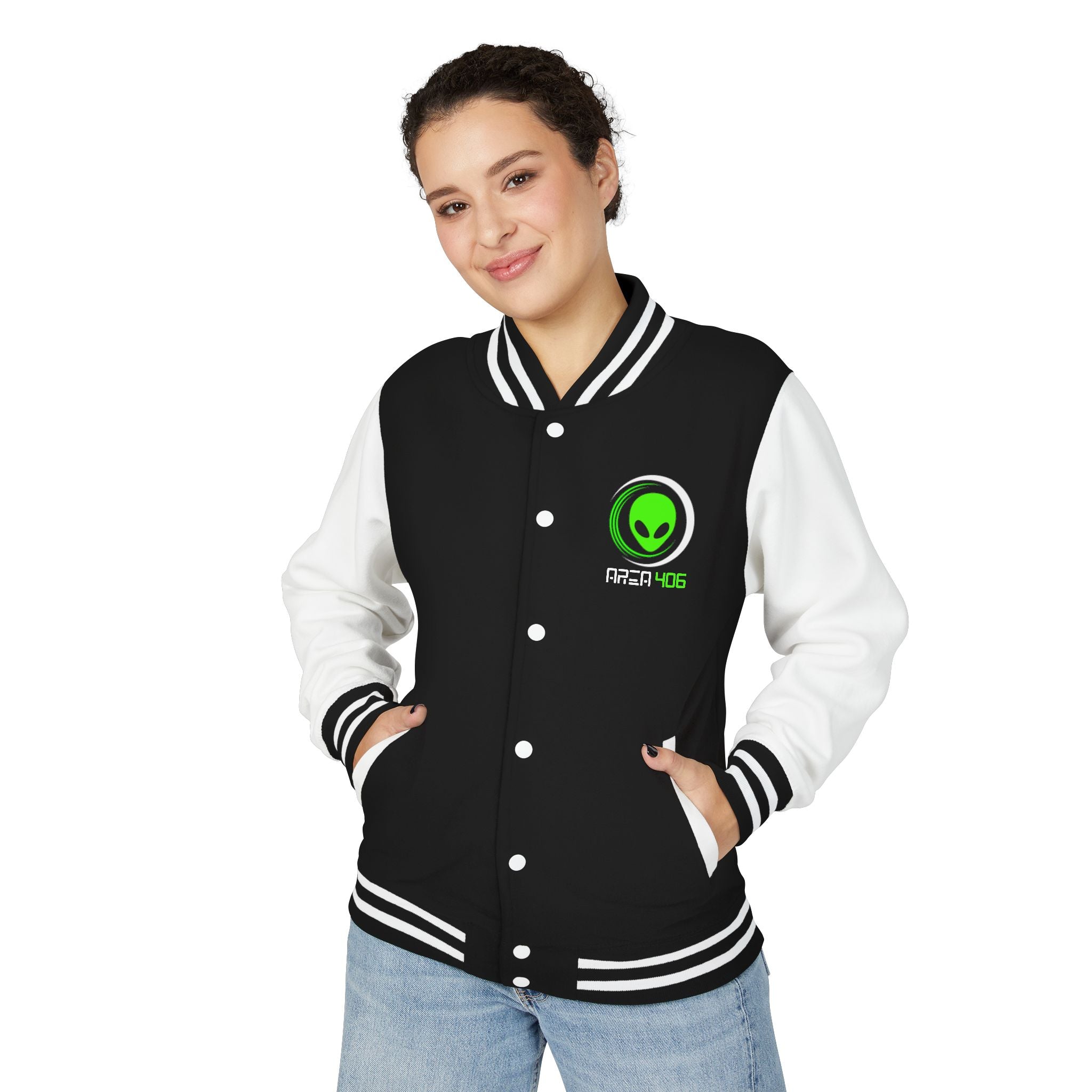 Varsity Jacket - Area 406 Black/Green Logo