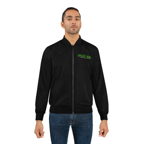 Bomber Jacket - Area 406 Black & Green Logo (Black Jacket)