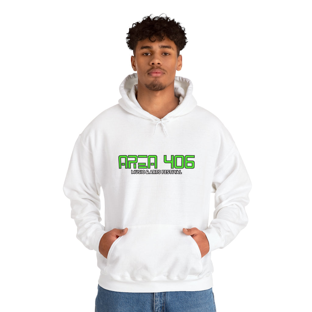Hoodie - Area 406 Text (White Hoodie)