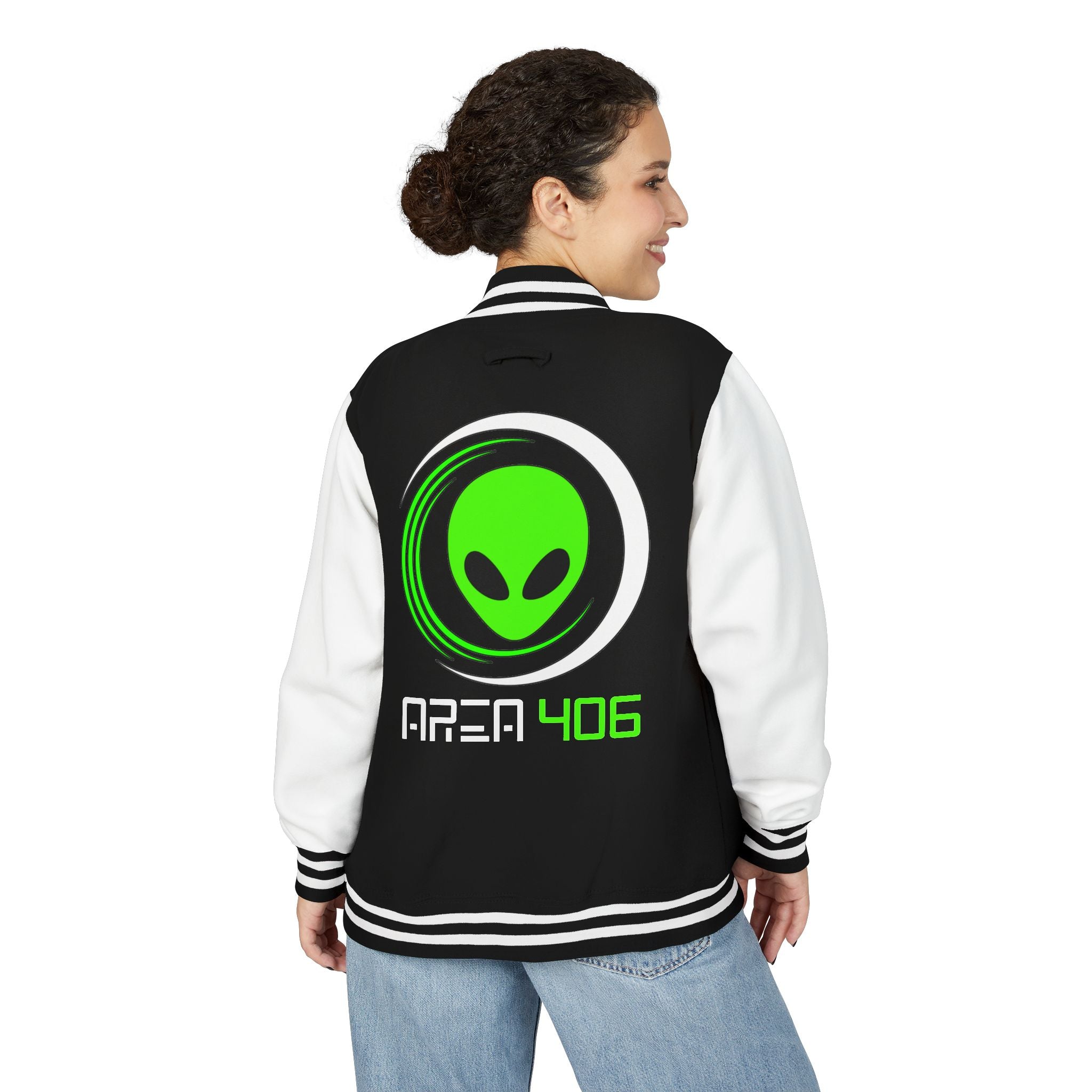 Varsity Jacket - Area 406 Black/Green Logo