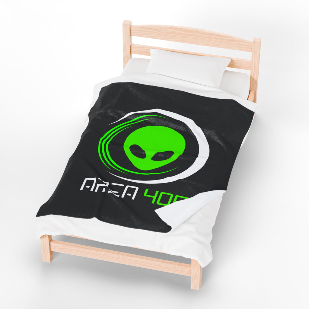 Plush Blanket - Area 406 Black & Green Logo (Black Blanket)