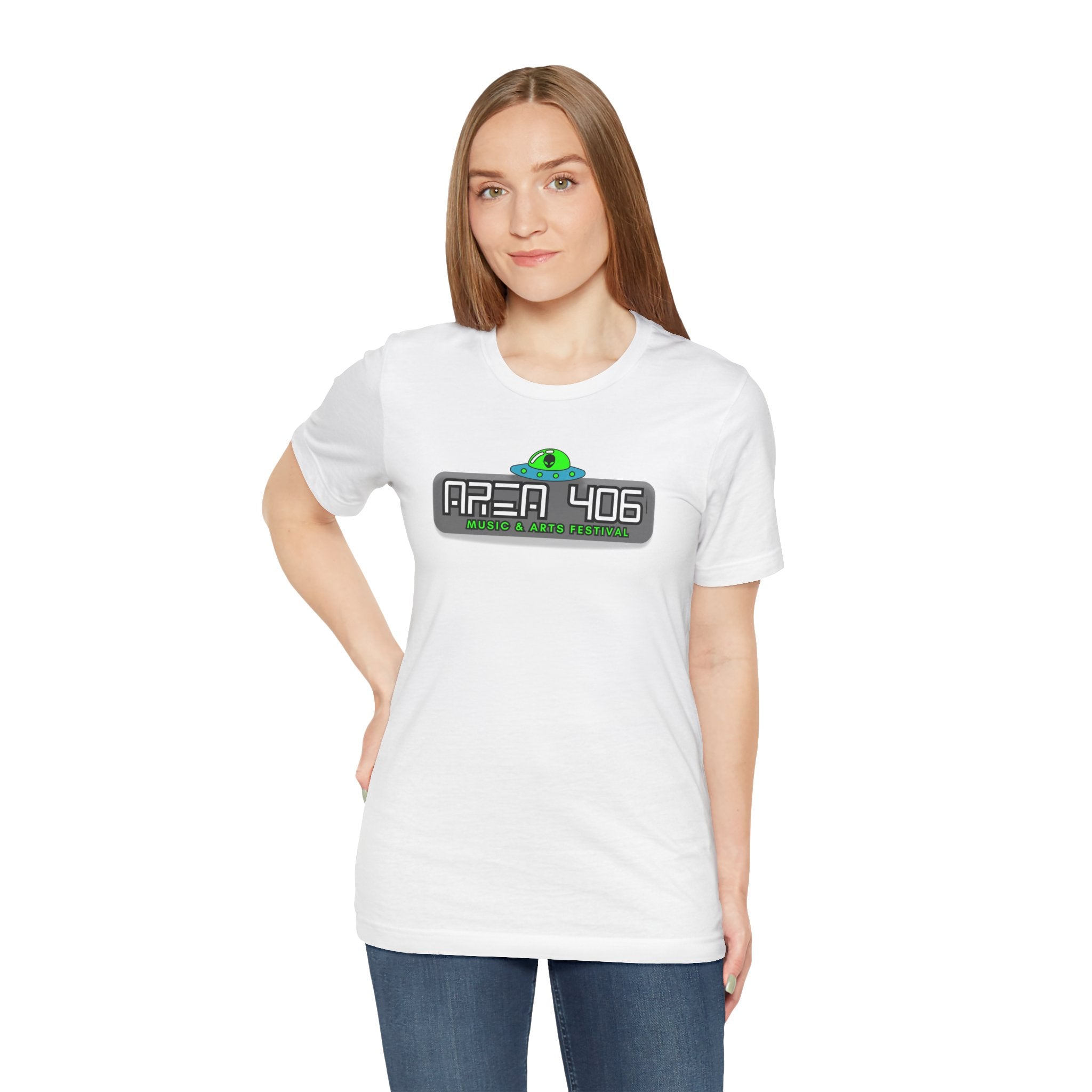 T-Shirt - Neon UFO Logo (White Shirt)