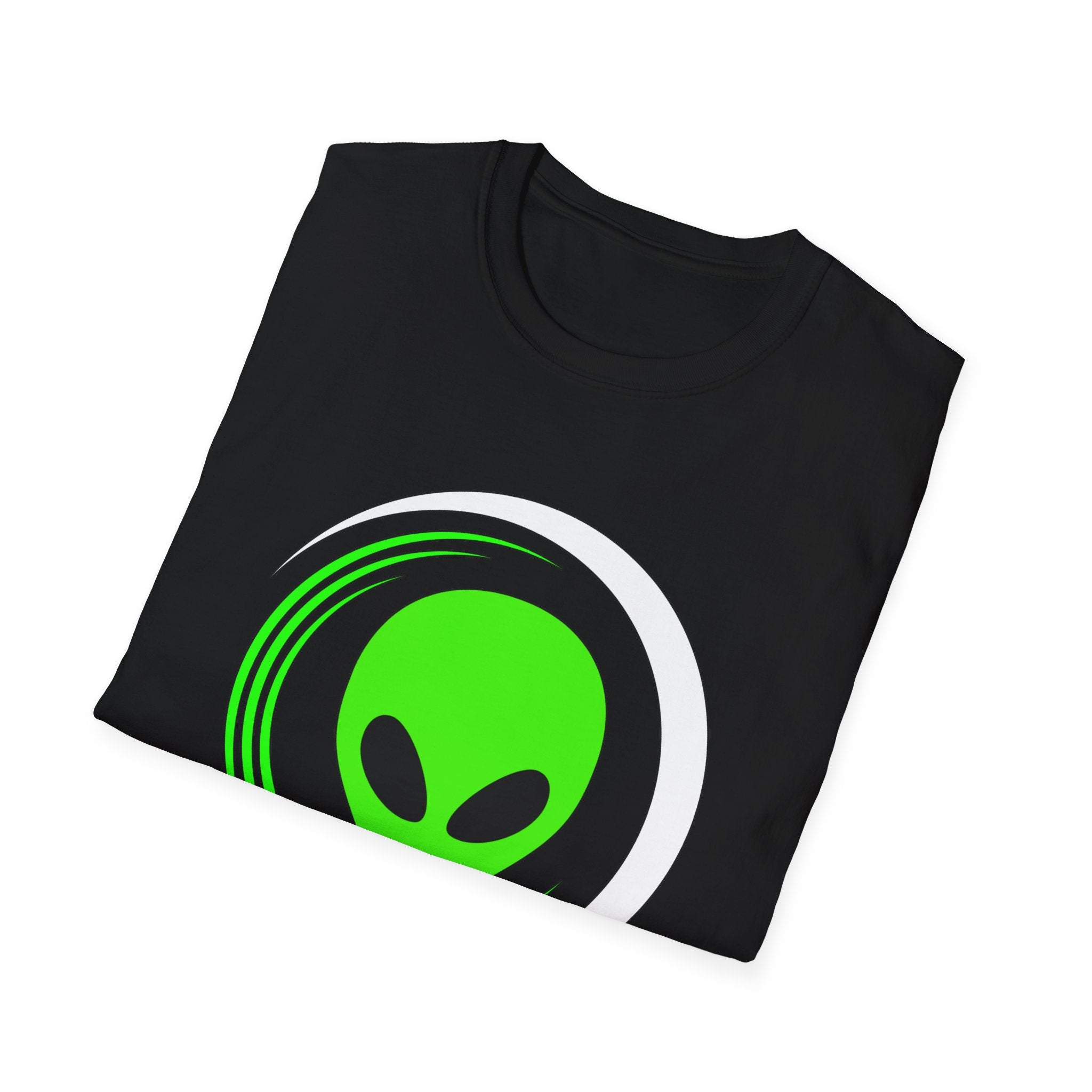 T-Shirt — Alien 406 Neon Green UFO Graphic Tee (Black)