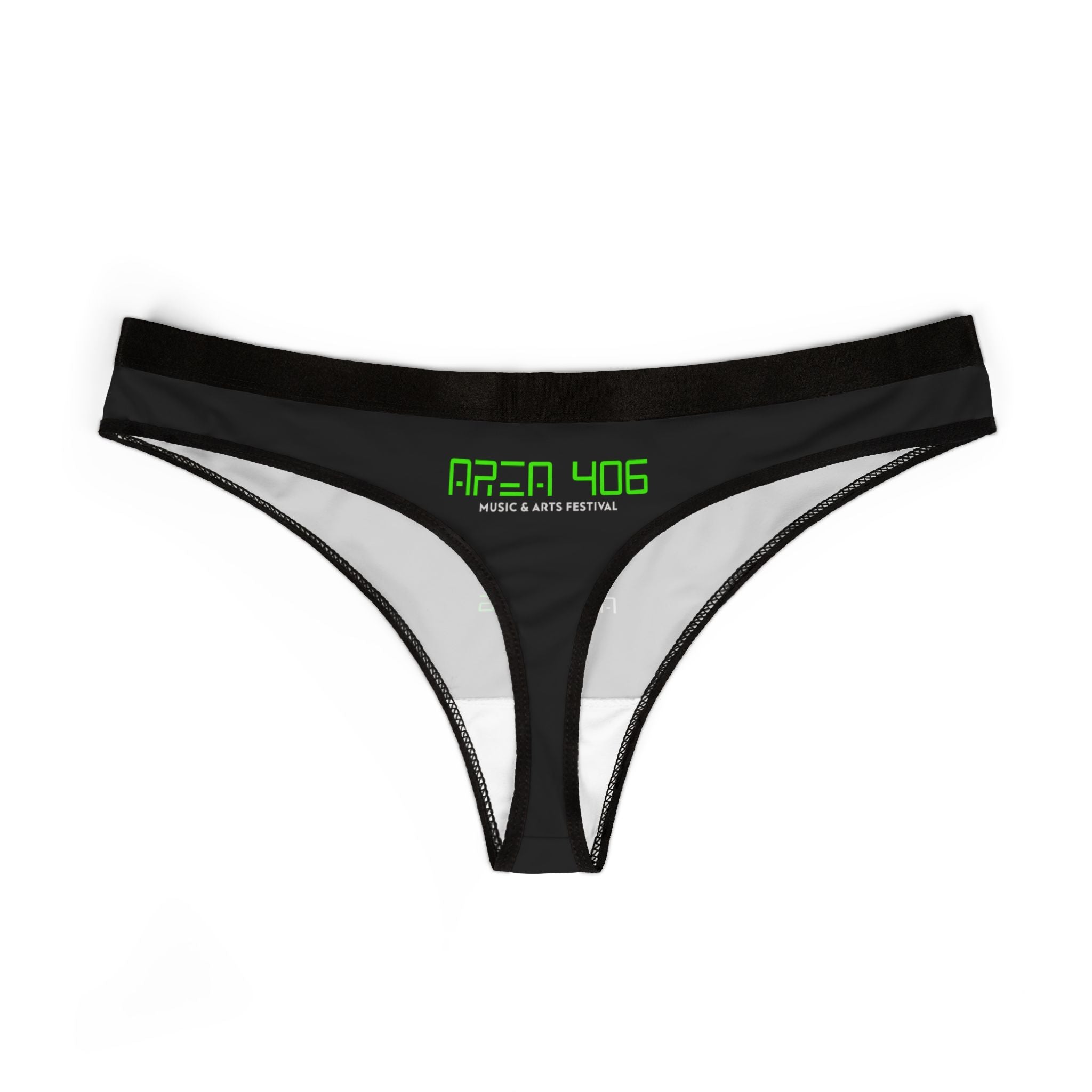 Thong - Area 406 Black & Green Logo (Black Thong)