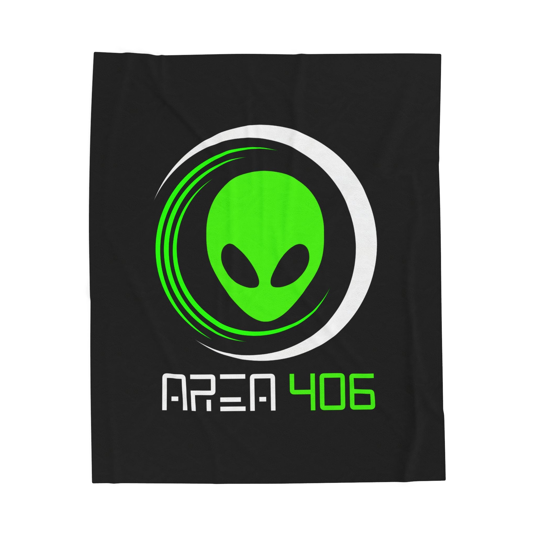 Plush Blanket - Area 406 Black & Green Logo (Black Blanket)