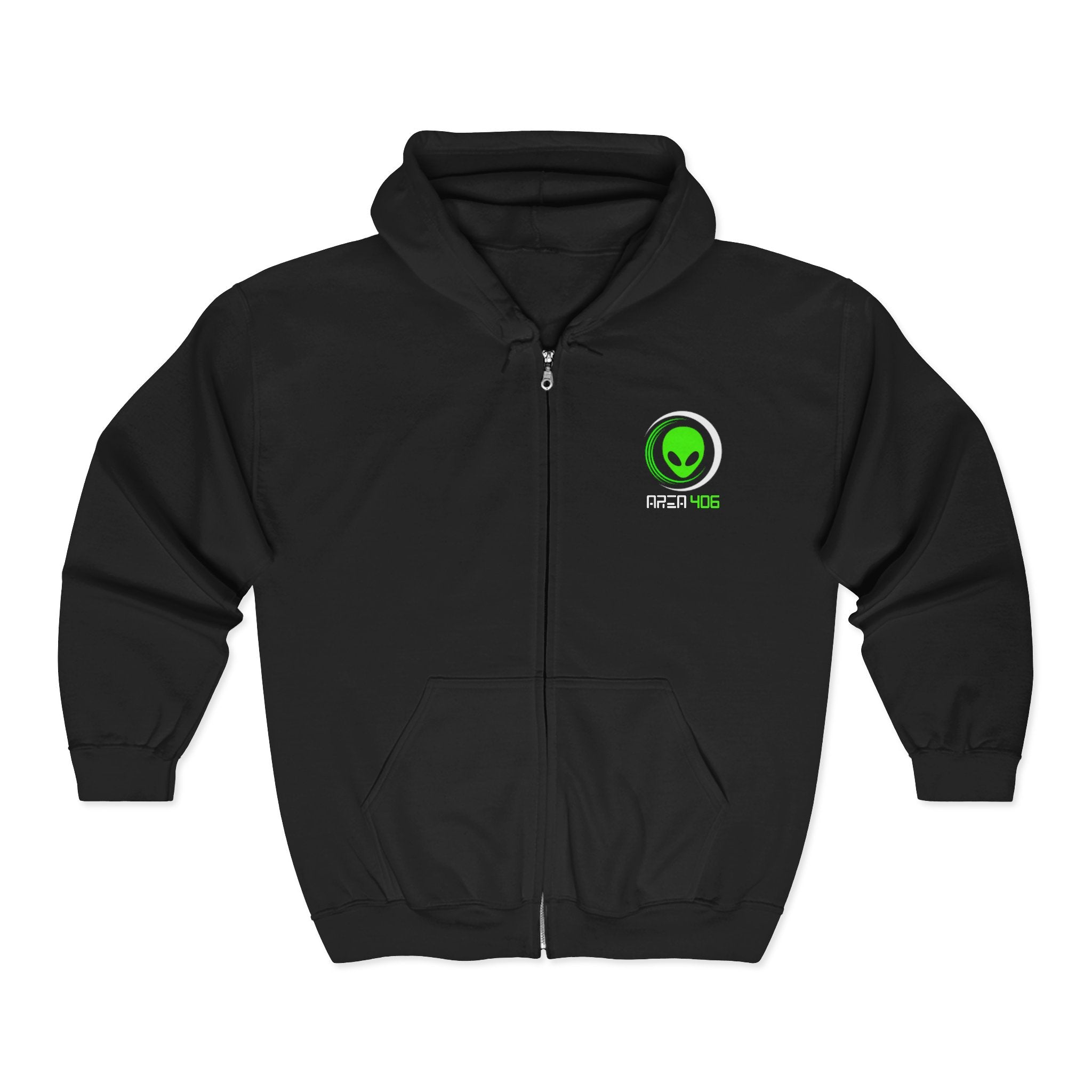 Zip Hoodie - Area 406 Green Emblem