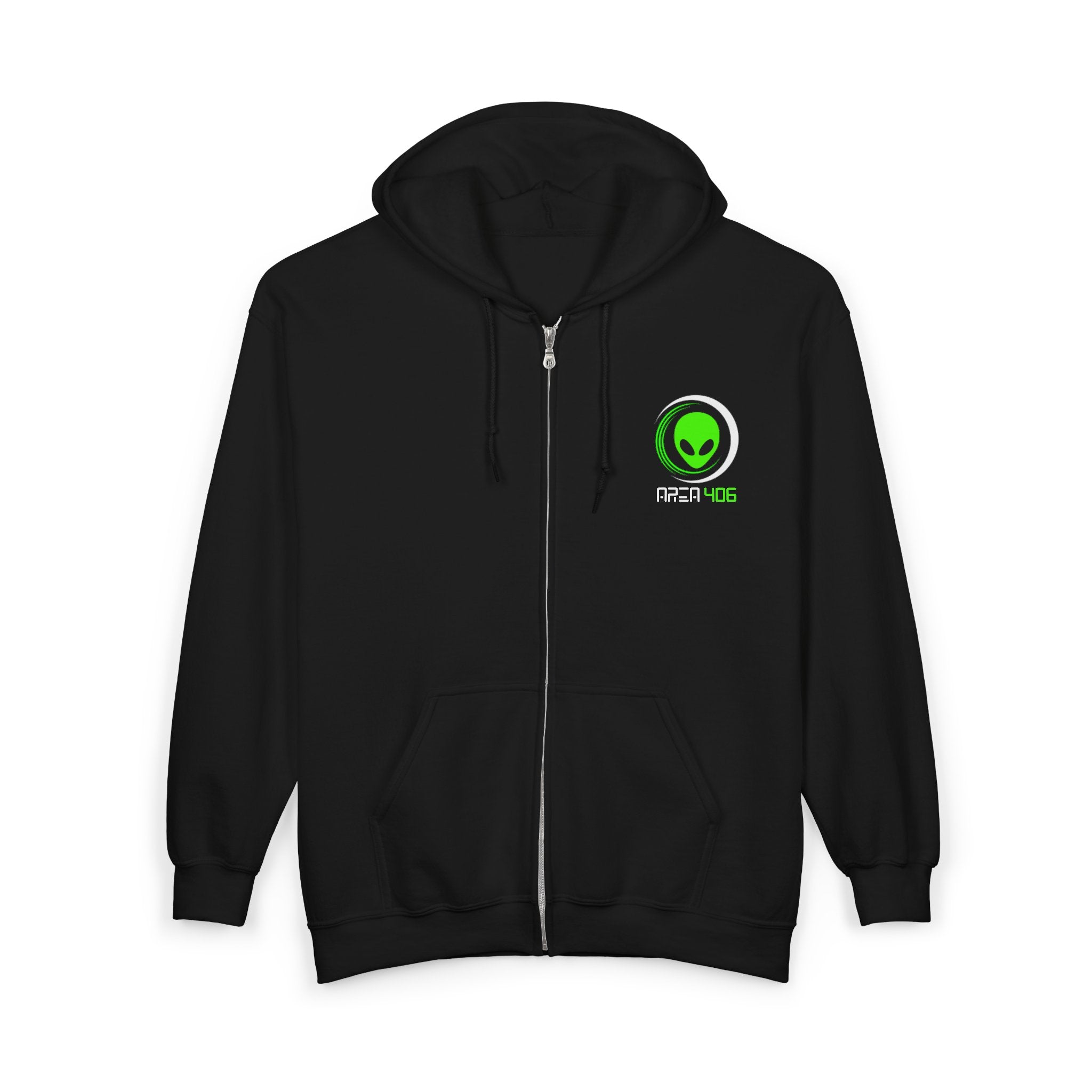 Zip Hoodie - Area 406 Green Emblem