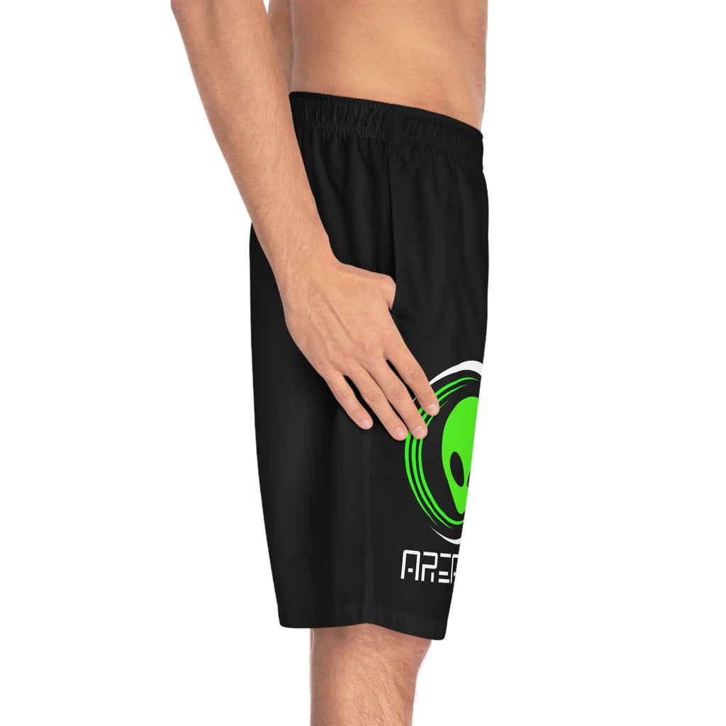 Board Shorts — Area 406 Black & Green Logo (Black Shorts)