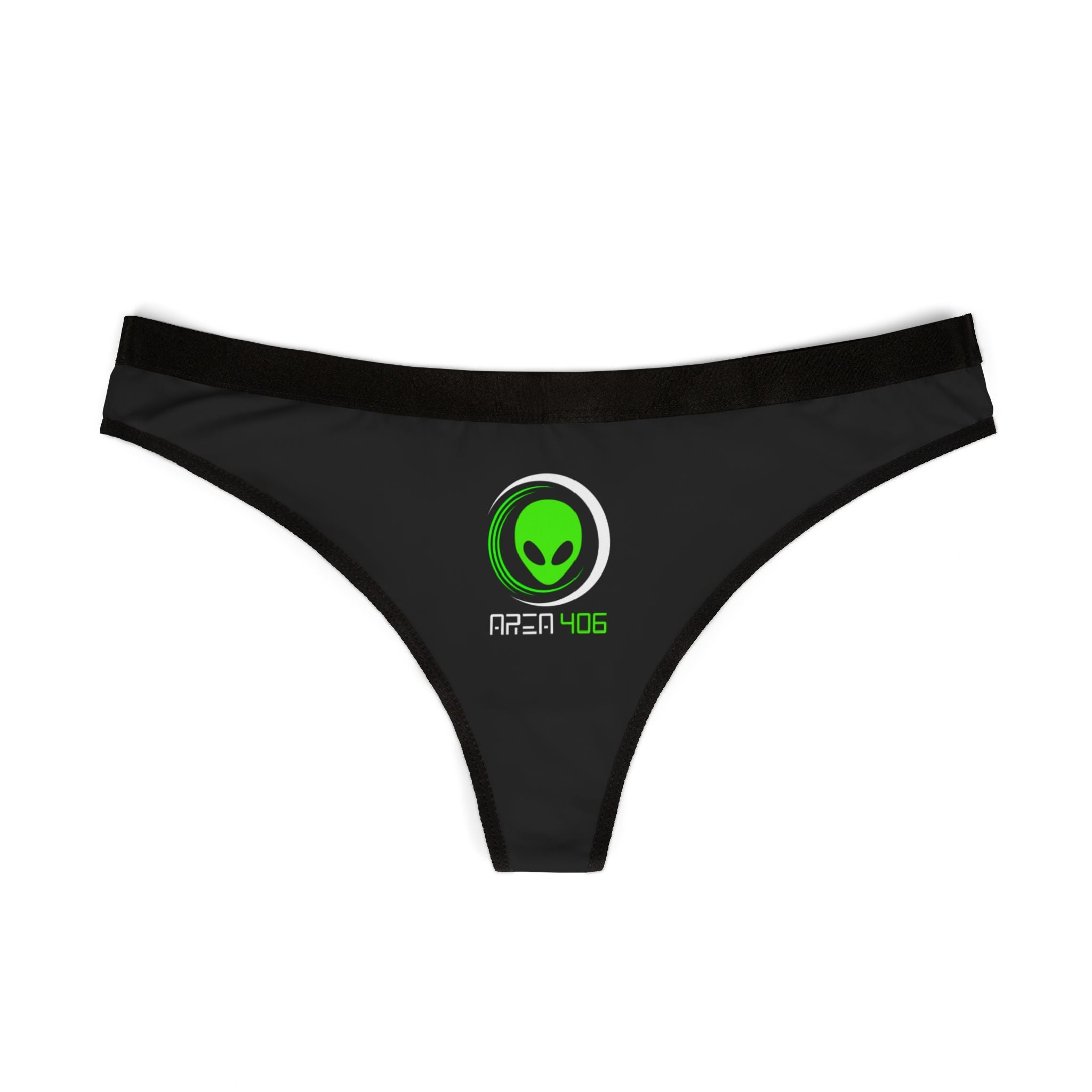 Thong - Area 406 Black & Green Logo (Black Thong)