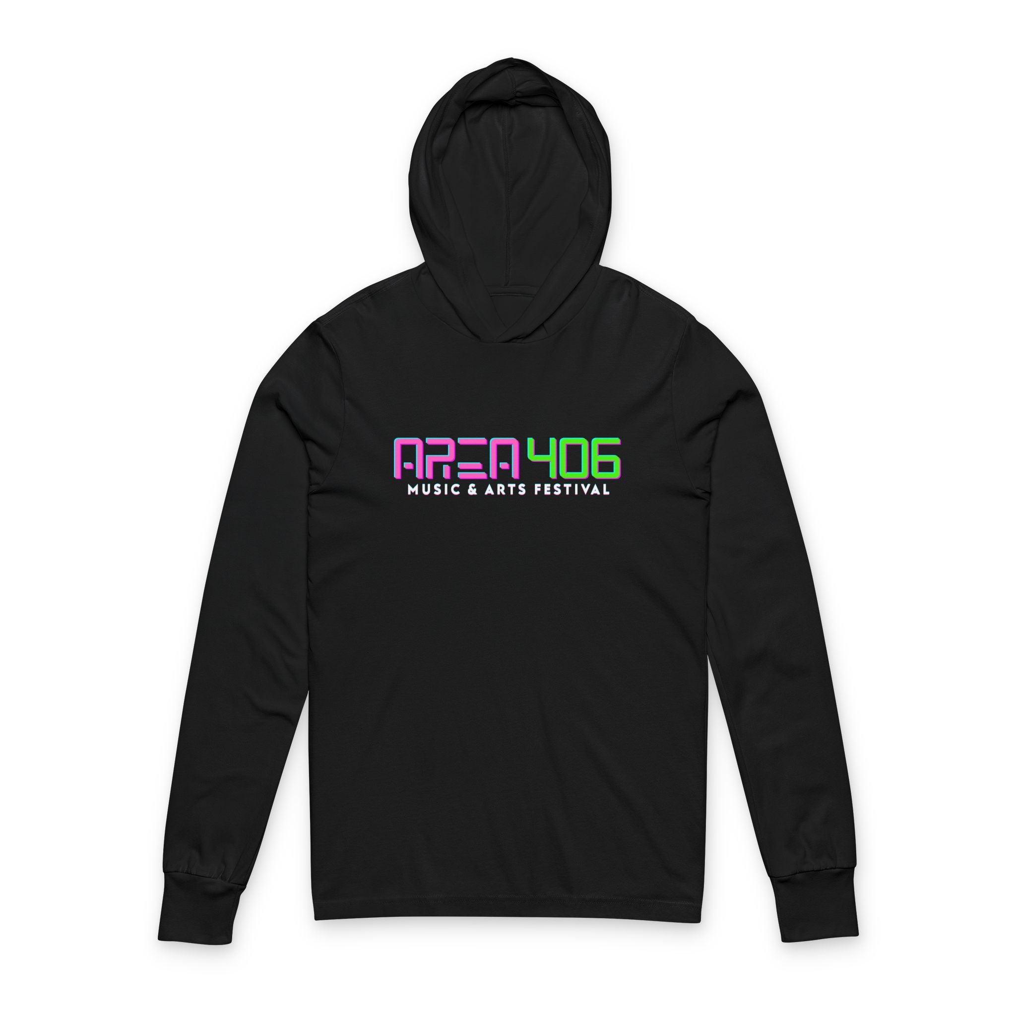 Hooded Long Sleeve Shirt - AREA 406 Music & Arts Festival New Era Logo