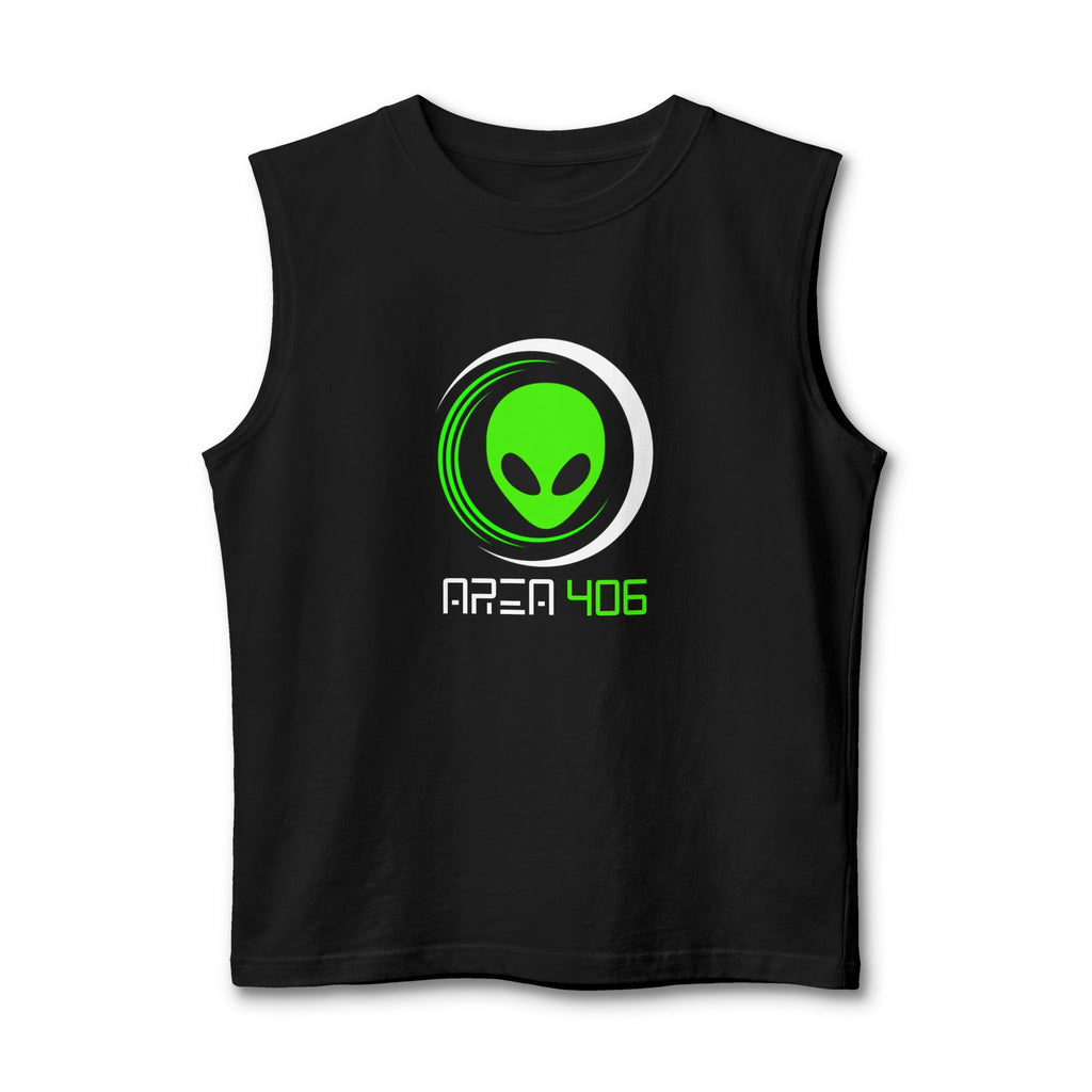 Men's Tank Top - Area 406 Black/Green Logo (Black)
